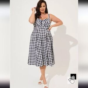 Torrid Black and White Gingham Midi Dress
